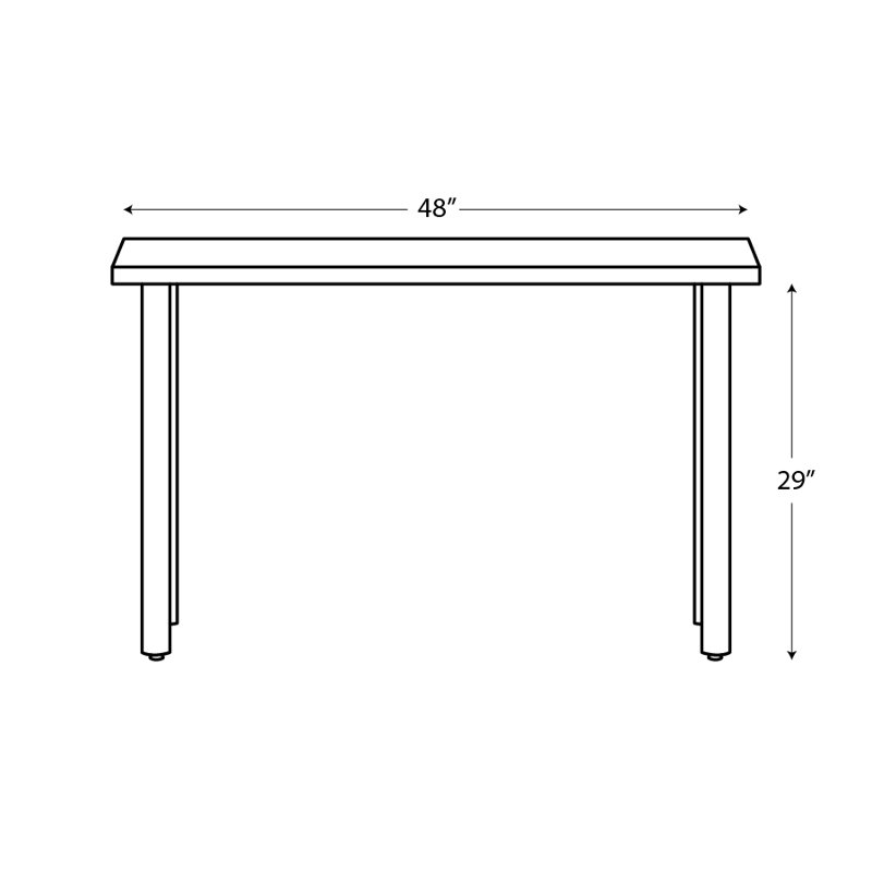 Bureau de table HON Coze, plateau blanc design, cadre noir, l 48 po, L 48 po x P 24 po, Designer blanc / noir