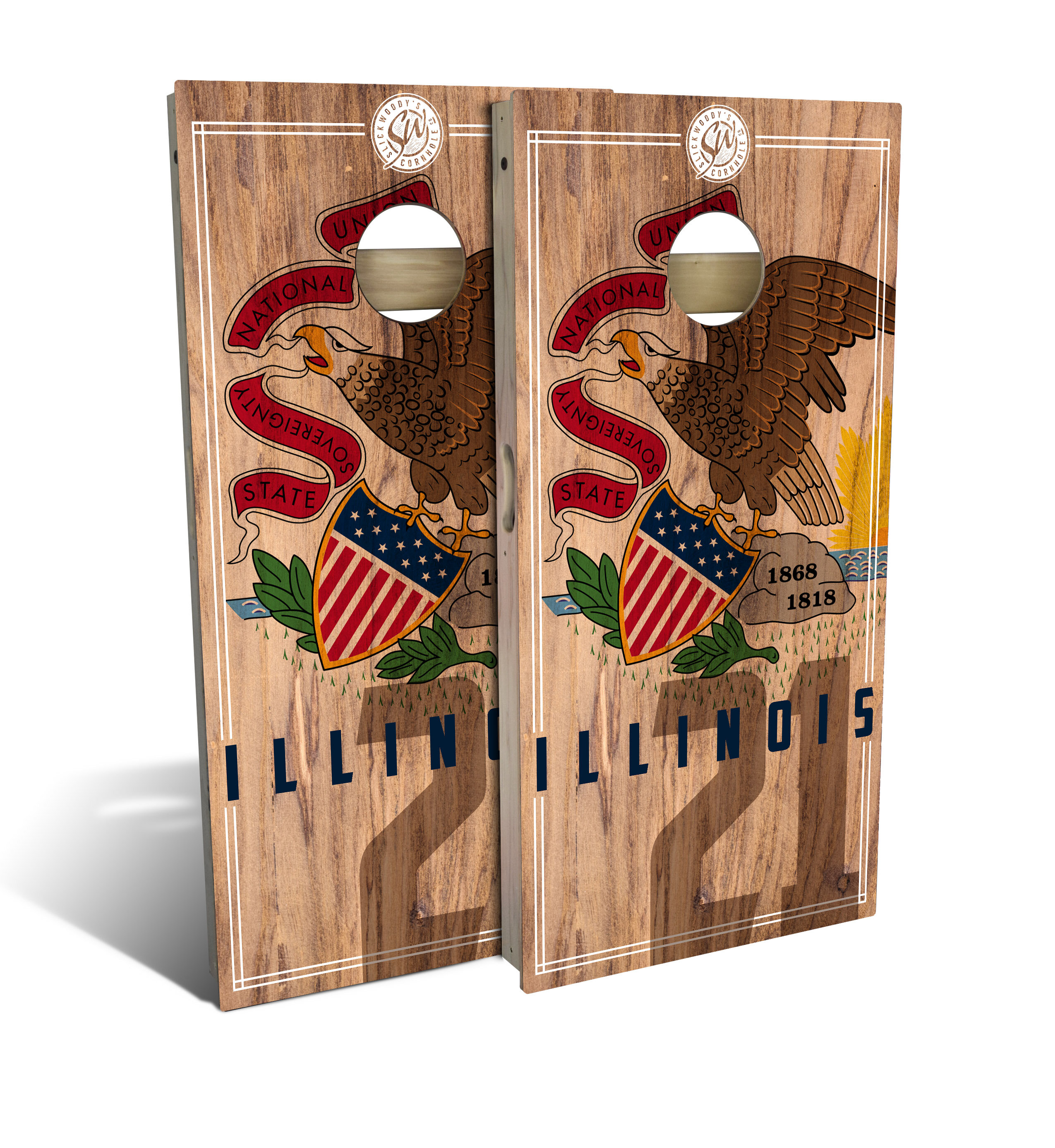 Slick Woody's Regulation Louisiana State Flag Cornhole Board Set in Brown