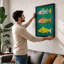 Stacked Fish Play Modern 1 Piece Single Picture Frame Wall Art-136633182-136633183