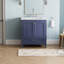 Meuble-lavabo bleu marine avec lavabo, armoire entièrement assemblée avec comptoir en marbre, design élégant et durable