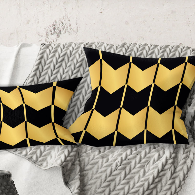 Coussin Golden Luxury Geometrics V - Mid-Century Modern Printed, 18 po x 18 po