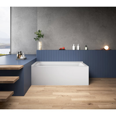 Baignoire d'angle en alcôve rectangulaire rectangulaire en acrylique 60 pouces Kingston Eden