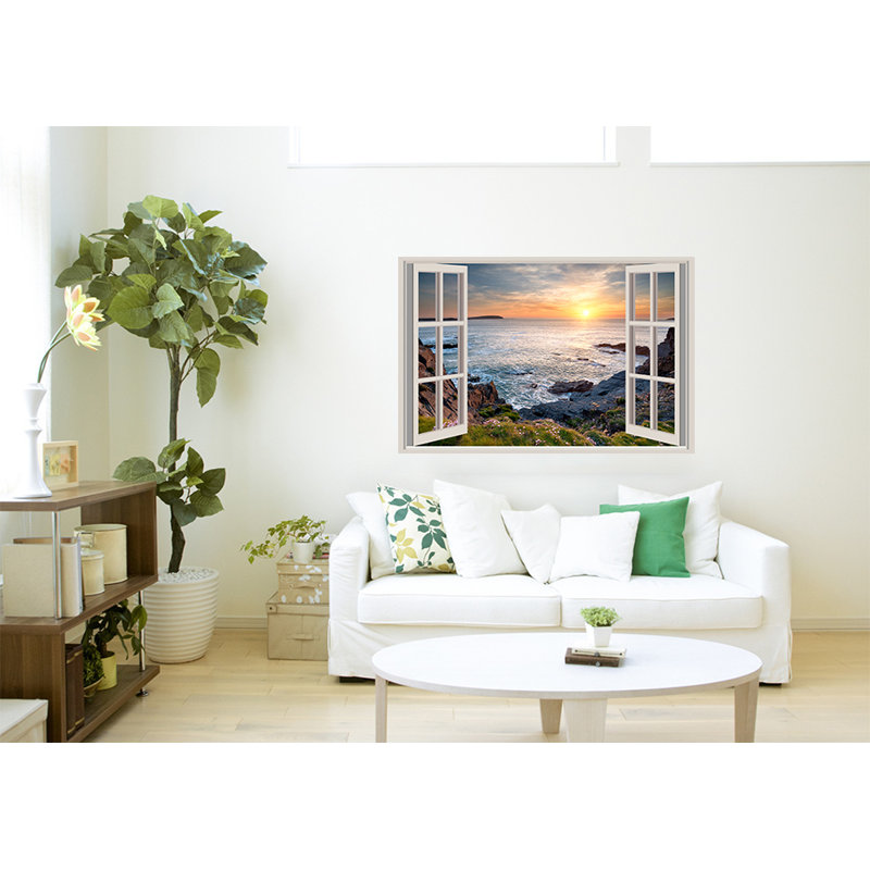 Cornish Coast Through A 3D Window - Wrapped Canvas Print