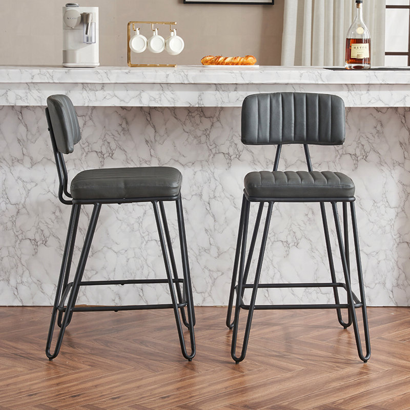 Counter Height Chairs with PU Leather Upholstery, Gray