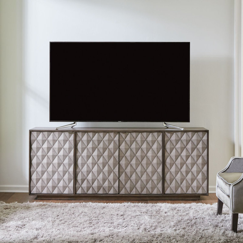 Prism 82'' Gray and Brown Media Console with Cabinets