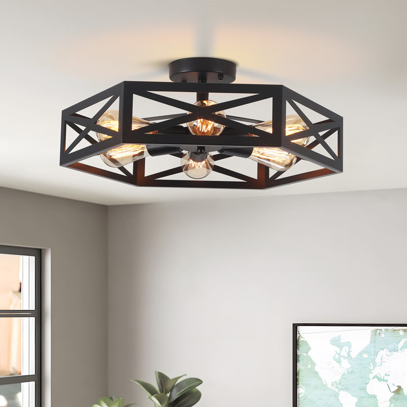 Plafonnier encastré 6 lumières Bonnyrigg, Noir mat