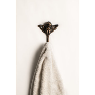 Azaila Iron Wall Hook - FantasHome Wall Mounted Cast Iron Home Décor Single Hook (Small Angel)