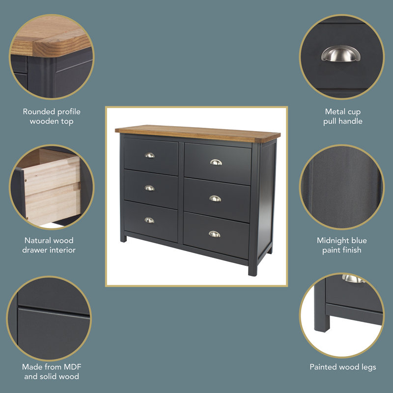 Sato 110cm W 6 - Drawer Chest of Drawers