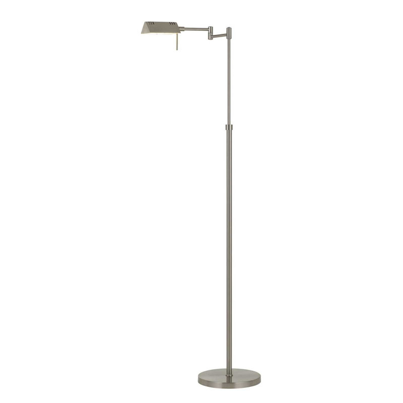 61" Adjustable Swing Arm Floor Lamp, Nickel