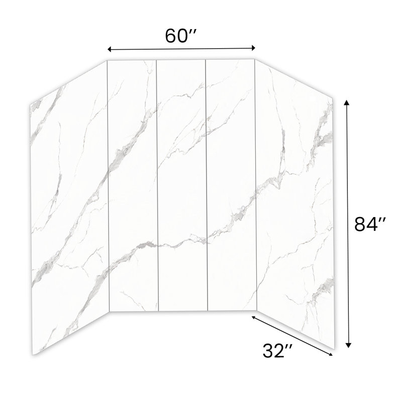 Carrara White Polished Shower Wall System (5-Piece)