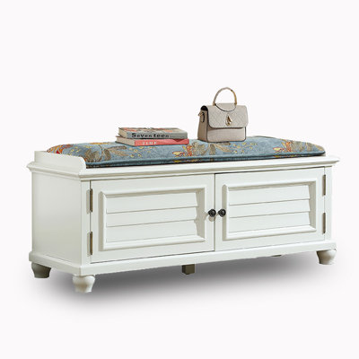 Blue Upholstered solid wood Bench