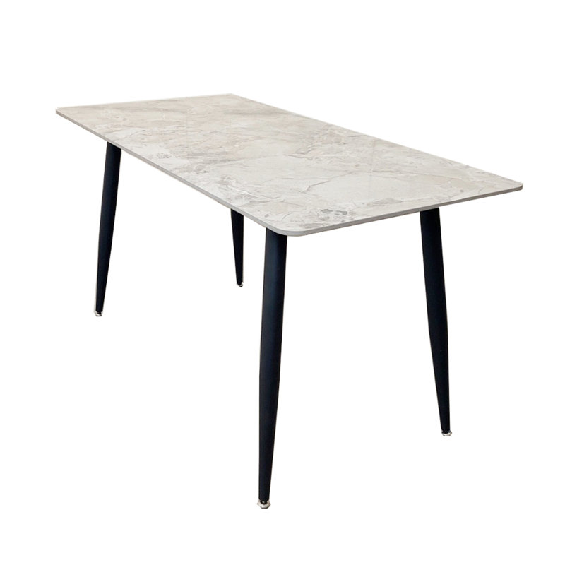 Stone Top Metal Base Dining Table, Grey