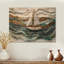 Voilier doré sur l'océan Emerald III - décoration murale bateau en bois - sur bois de pin naturel-591727565