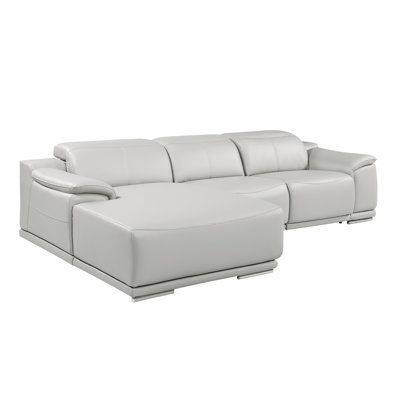 Canapé modulaire en L gris en cuir italien 3 pièces DivanItalia