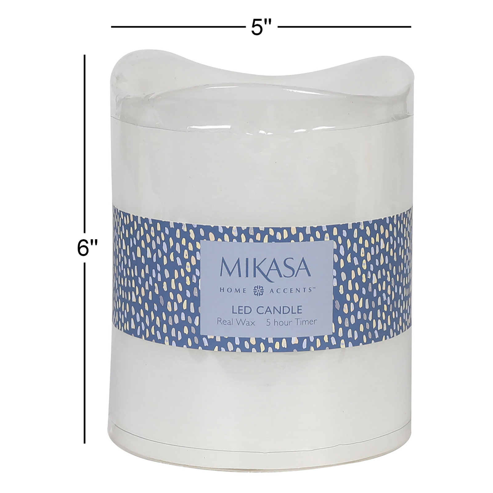 Mikasa Wavy Top LED Unscented Wax Flickering LED Pillar Candles