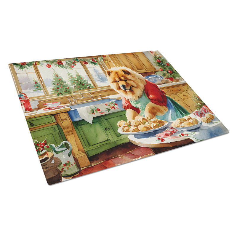 Chow Chow Christmas Cookies Glass Cutting Board