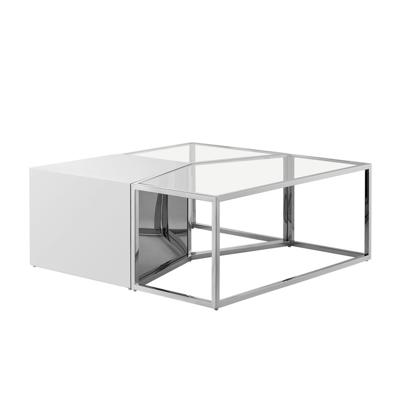Coger 3 Piece Abstract Coffee Table, Chrome