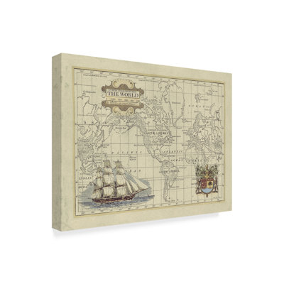 « antique map of the world », reproduction d’impression sur toile tendue