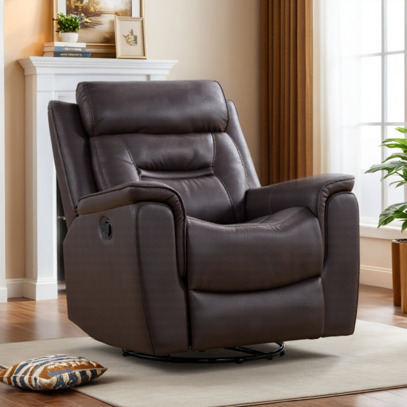 Fauteuil inclinable en similicuir Puspha, Similicuir brun