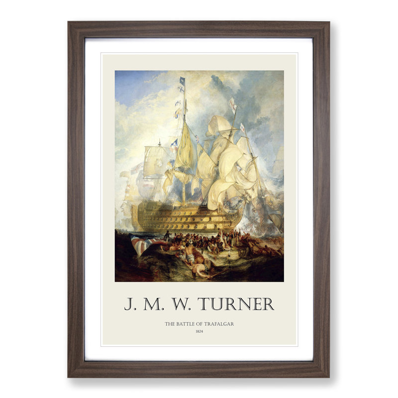 The Battle of Trafalgar by Joseph-Mallord William Turner - Framed Print, 48cm H x 36cm W x 2cm D, Walnut Framed