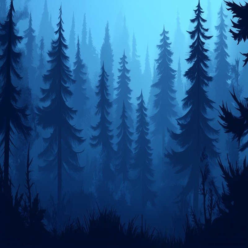 Misty Midnight Blue Forest, 108" L x 192" W