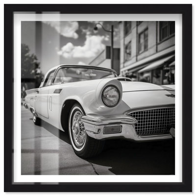 Décoration murale classique «Thunderbird Shadowbox» par Notoriart, cadre blanc, 40 x 40