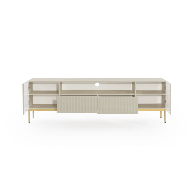 Alissone Unfinished TV Stand for TVs up to 55", Cream/Gold