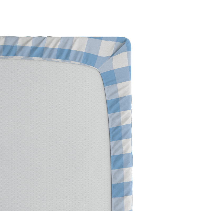 Microfiber Striped Fitted Sheet, Twin XL Fitted Sheet, Light Blue Plaid