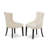 3 Piece Modern Dining Table Set Contains a Round Wooden Table with Pedestal and 2 Light Beige Linen Fabric Parson Dining Chairs, Black & Cherry-1178659350-1178659345