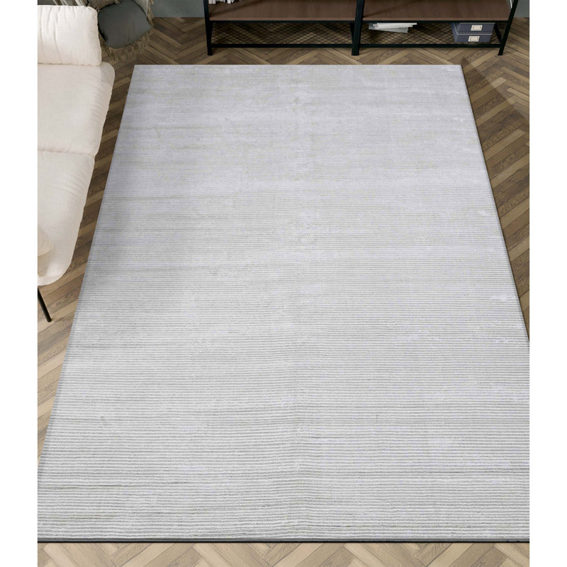 Silk Area Rug in White, Rectangle 12' x 15'