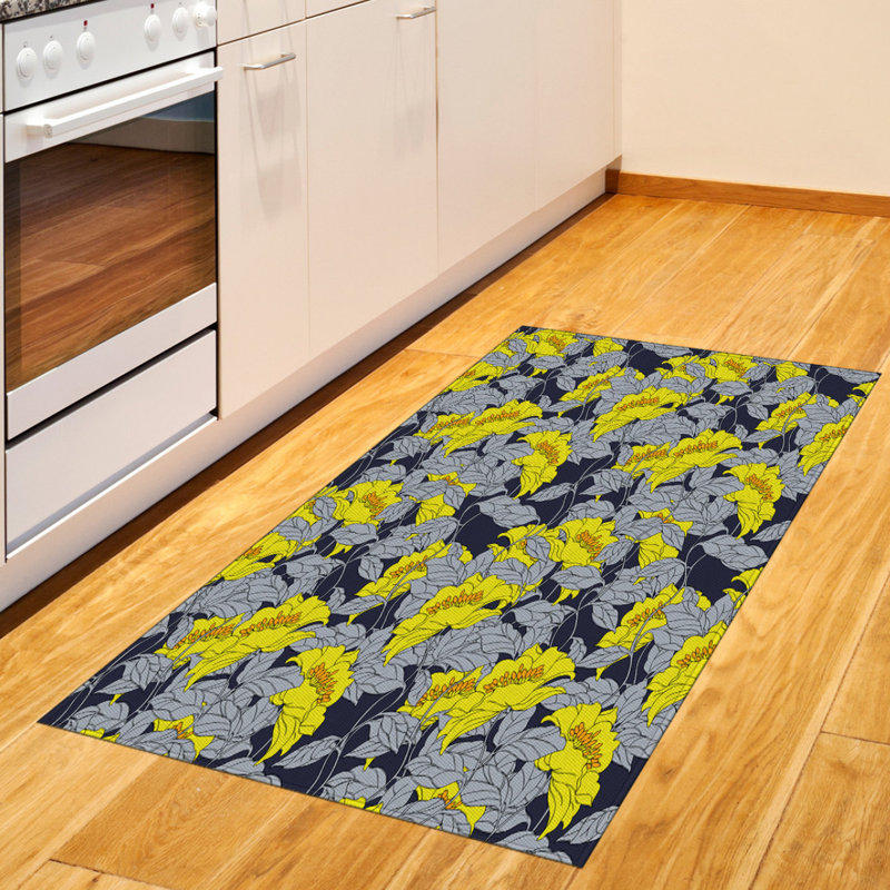 Tapis décoratif floral à haute densité en fibres de polyester, Rectangle 2 pi 7 po x 5 pi