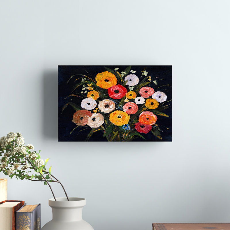 «Orange and Red Flower Bouquet», reproduction sur toile tendue, H 8 po x l 12 po