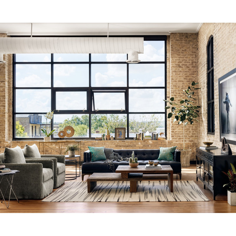 Dylan Sofa, Brown, Rider Black Genuine Leather