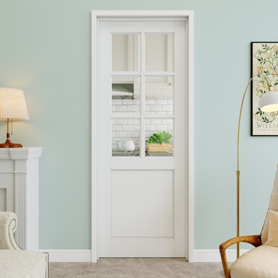 Porte intérieure pré-suspendue en verre transparent 6-Lite