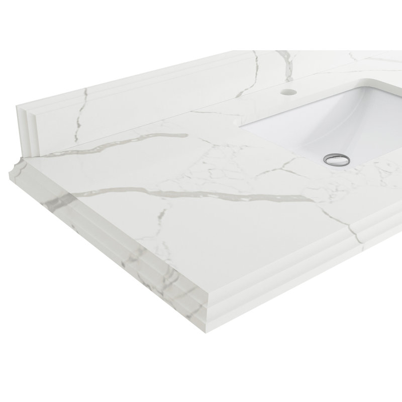 Meuble-lavabo simple 36 po avec plateau en quartz Alys, Calacatta Laza