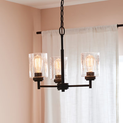 Kichler Winslow Olde Bronze 3-Light Chandelier with Clear Seed Glass Shades