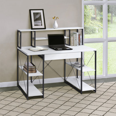 Bureau moderne blanc et noir avec tiroir rectangulaire