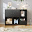 Armoire de rangement roulante moderne en métal de 43 po, organisateur de salle de jeux mobile avec roulettes verrouillables, casiers ouverts, armoire fermée et compartiment de rangement caché, mobilier en fer robuste résistant à la rouille pour l'organisation de la chambre à coucher et de la maison, noir