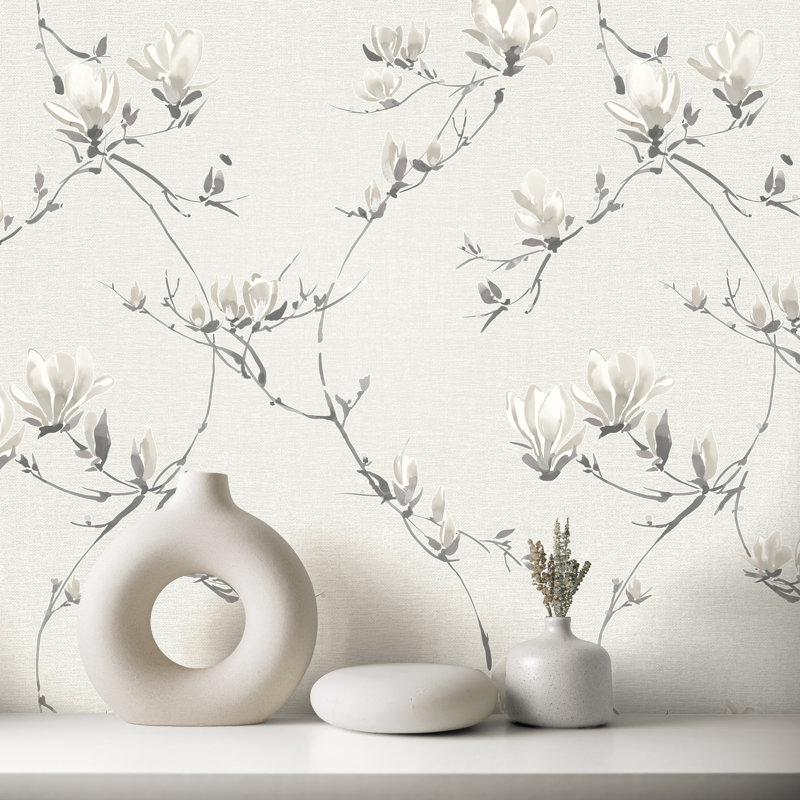 Isla Floral Luxury Textured Vinyl Wallpaper, White