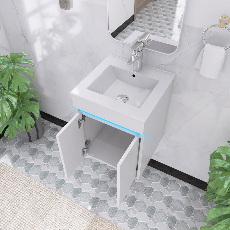 Ensemble de meuble-lavabo simple 16 po avec plateau Leonisha