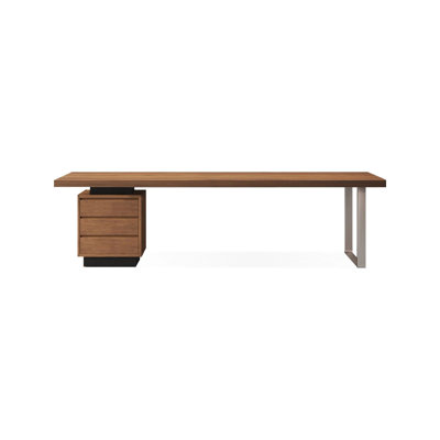 A solid wood desk and bookcase integrated home desk for the living room