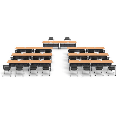 Bengiman 26 Person Training Meeting Seminar Tables with Modesty Panels, 26 Chairs Complete 42 pc Set