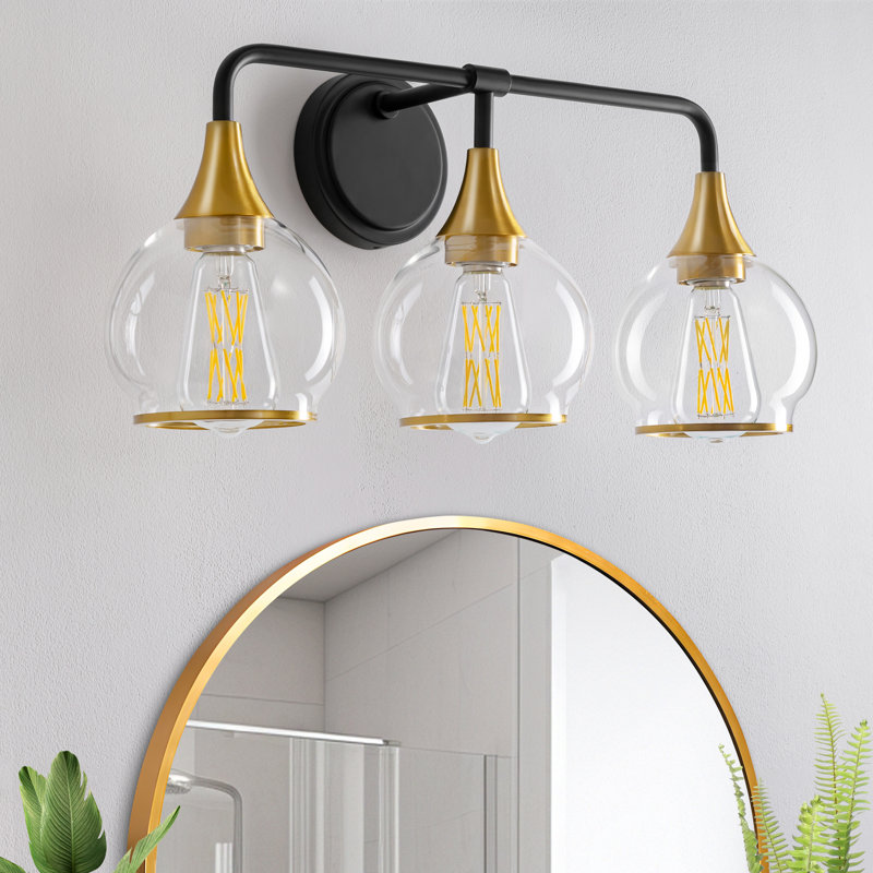 Lupe 3-Light Bathroom Dimmable Vanity Light, Black/Gold