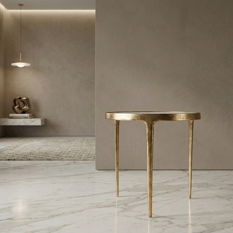 Lg. Table en fonte d'aluminium et laiton antique