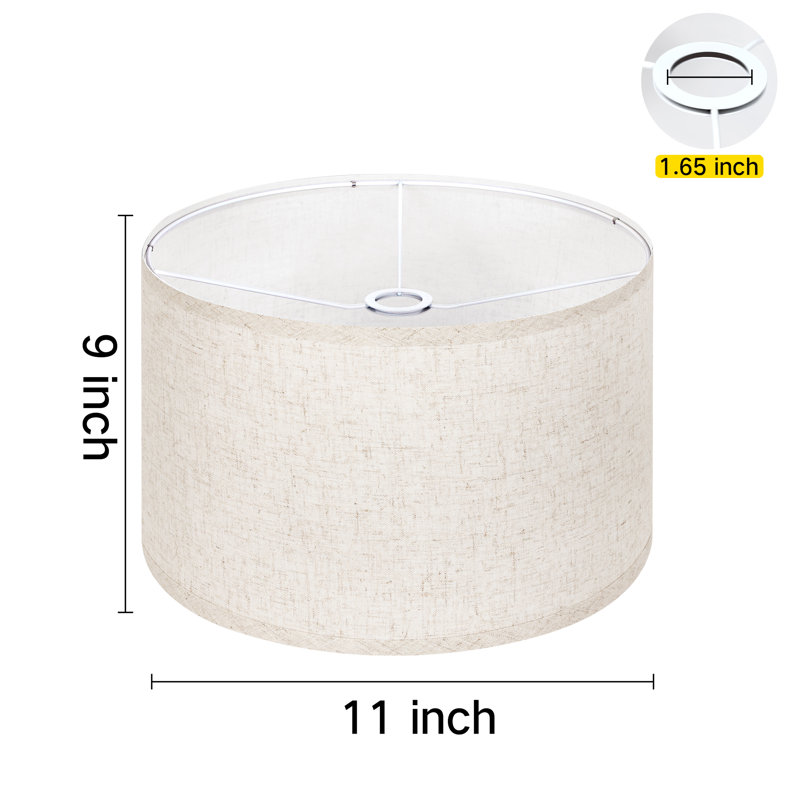 9'' H Linen Drum Pendant Shade, 9" H x 11" W x 11" D, Clear