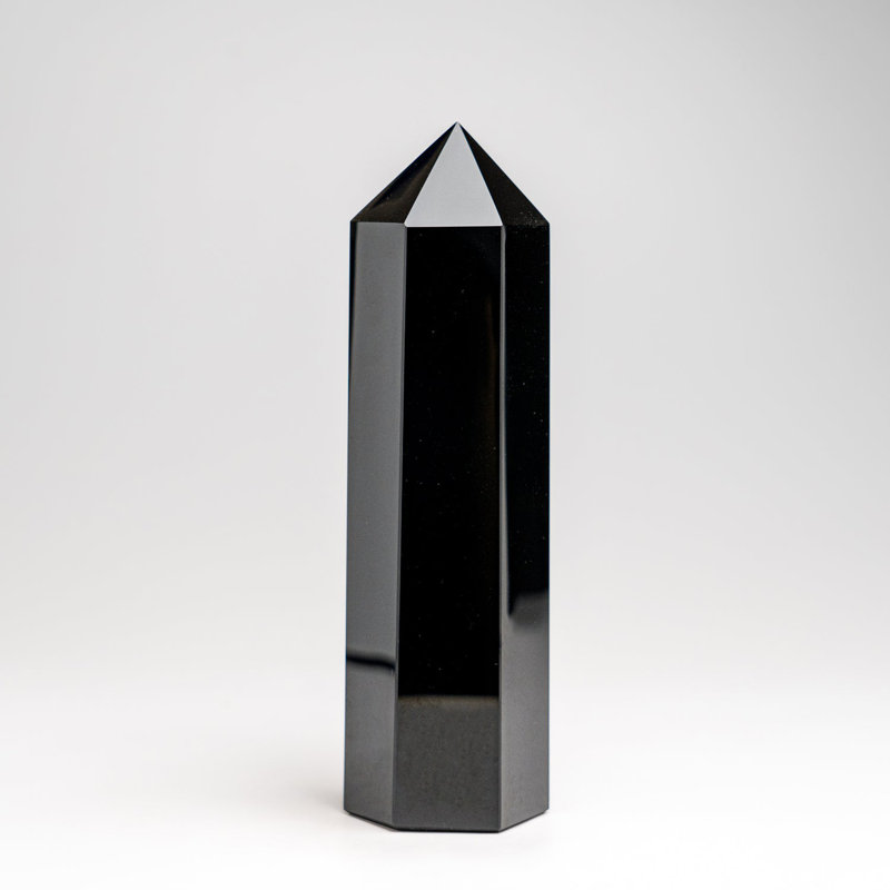 Genuine Polished Black Obsidian Point (1 Lb), 6.25" H x 1.75" W x 1.5" D