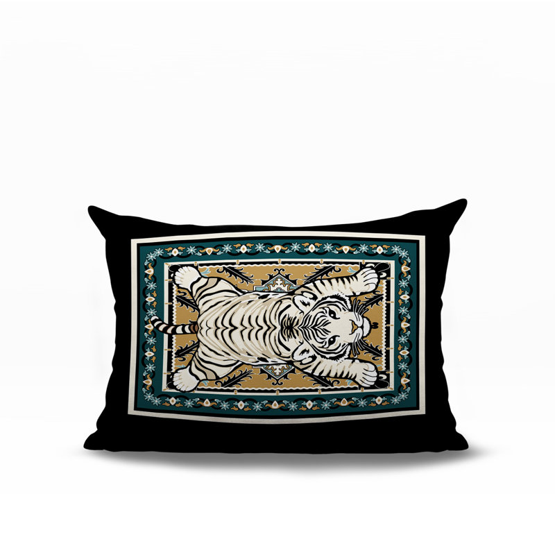 Oreiller rectangulaire réversible intérieur / extérieur Gibo Tiger, Émeraude
