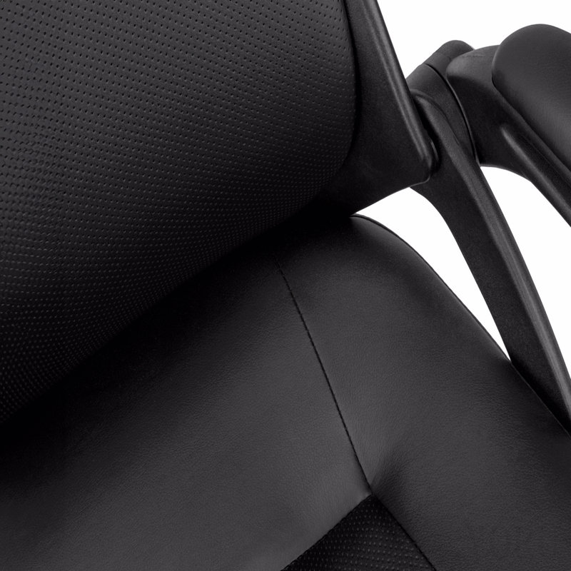 Chaise de bureau, hauteur réglable, pivotante, ergonomique, accoudoirs, bureau d'ordinateur, bureau, aspect cuir noir, métal noir, contemporain, moderne
