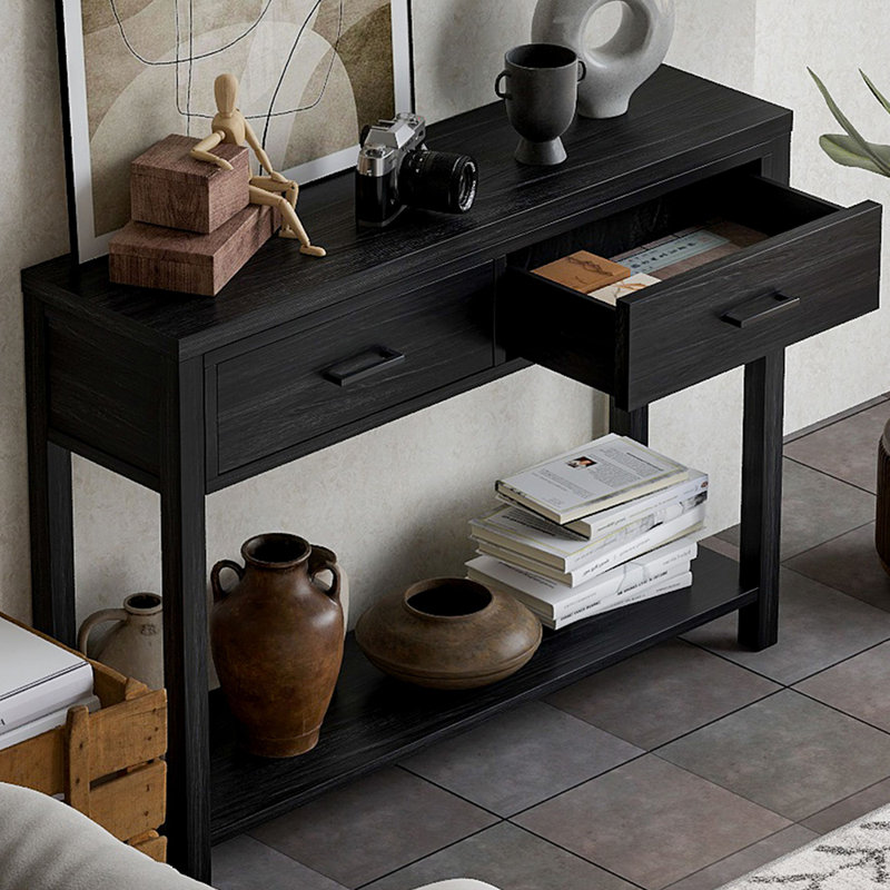 Simple retro rectangular console table, Black