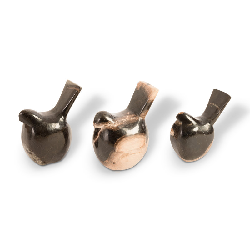 3 Piece Set Petrified Birds Figurine